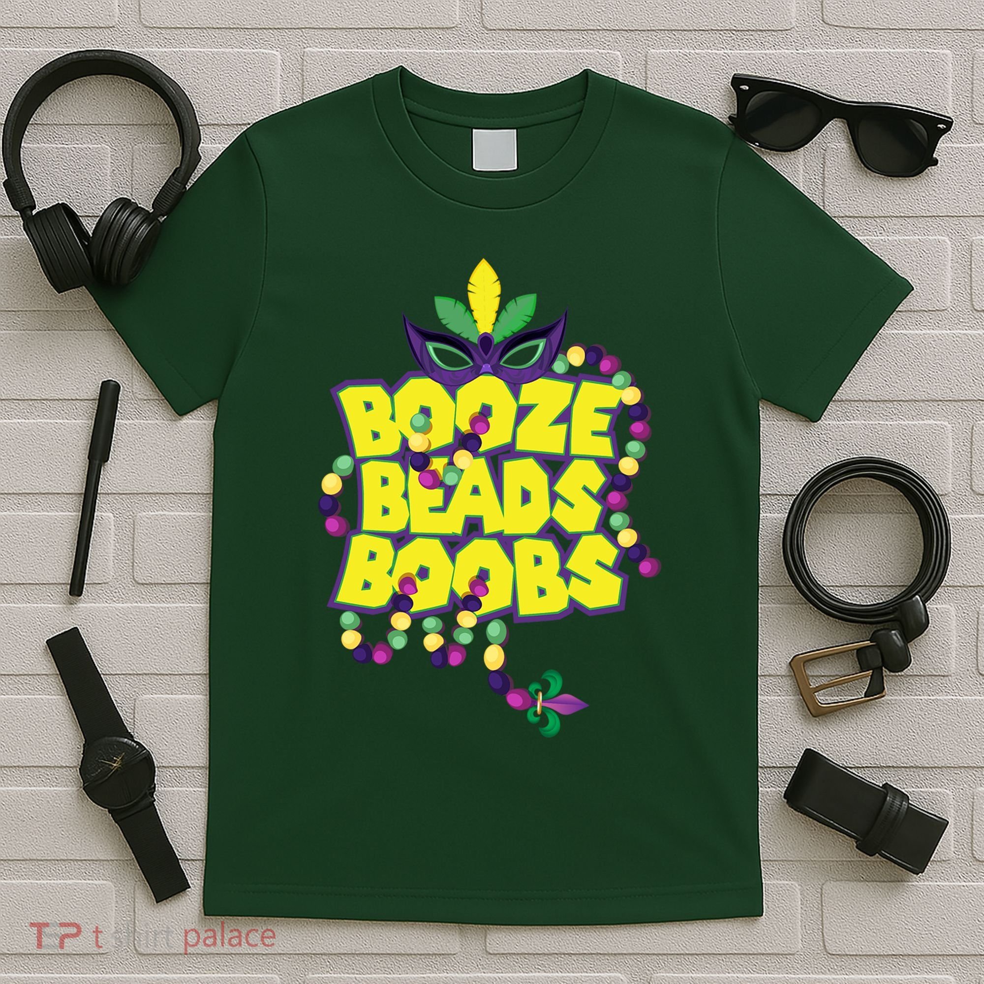 Mardi Gras Booze Beads Boobs Celebration T-Shirt
