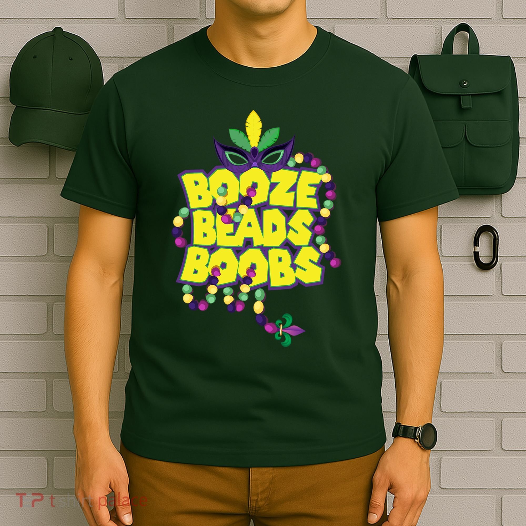 Mardi Gras Booze Beads Boobs Celebration T-Shirt
