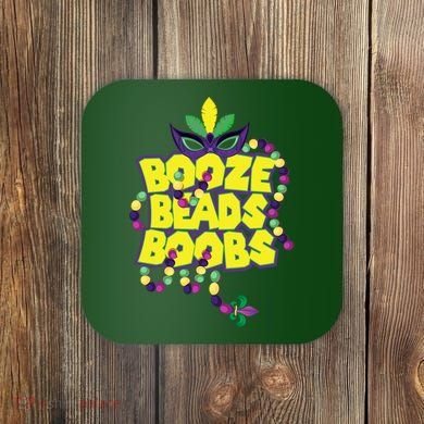 Mardi Gras Booze Beads Boobs Celebration Coaster