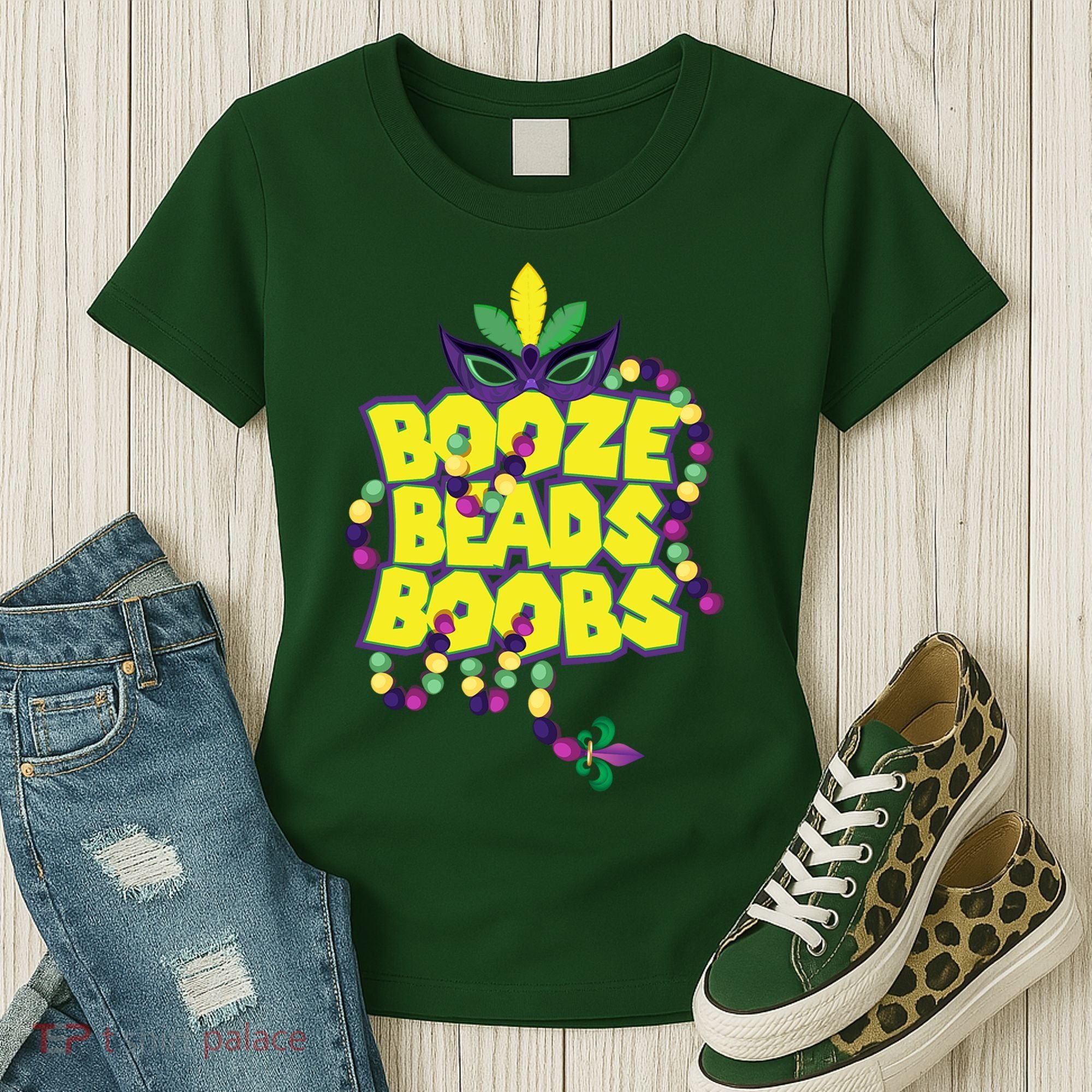 Mardi Gras Booze Beads Boobs Celebration Women's T-Shirt
