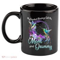 My Greatest Blessings Call Me Mom And Grammy Hummingbird Gift 11oz C Handle Ceramic Mug thumb 2