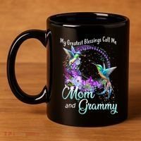 My Greatest Blessings Call Me Mom And Grammy Hummingbird Gift 11oz C Handle Ceramic Mug thumb 4