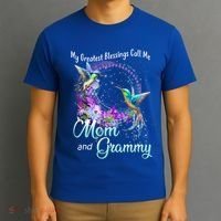 My Greatest Blessings Call Me Mom And Grammy Hummingbird Gift T-Shirt thumb 3