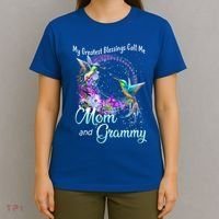 My Greatest Blessings Call Me Mom And Grammy Hummingbird Gift T-Shirt thumb 4