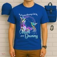 My Greatest Blessings Call Me Mom And Grammy Hummingbird Gift T-Shirt thumb 6