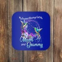 My Greatest Blessings Call Me Mom And Grammy Hummingbird Gift Coaster thumb 0