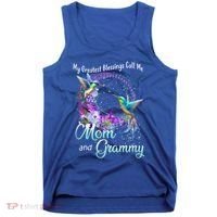 My Greatest Blessings Call Me Mom And Grammy Hummingbird Gift Tank Top thumb 0