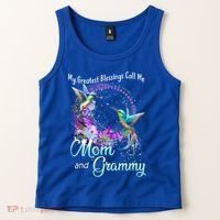 My Greatest Blessings Call Me Mom And Grammy Hummingbird Gift Tank Top thumb 2