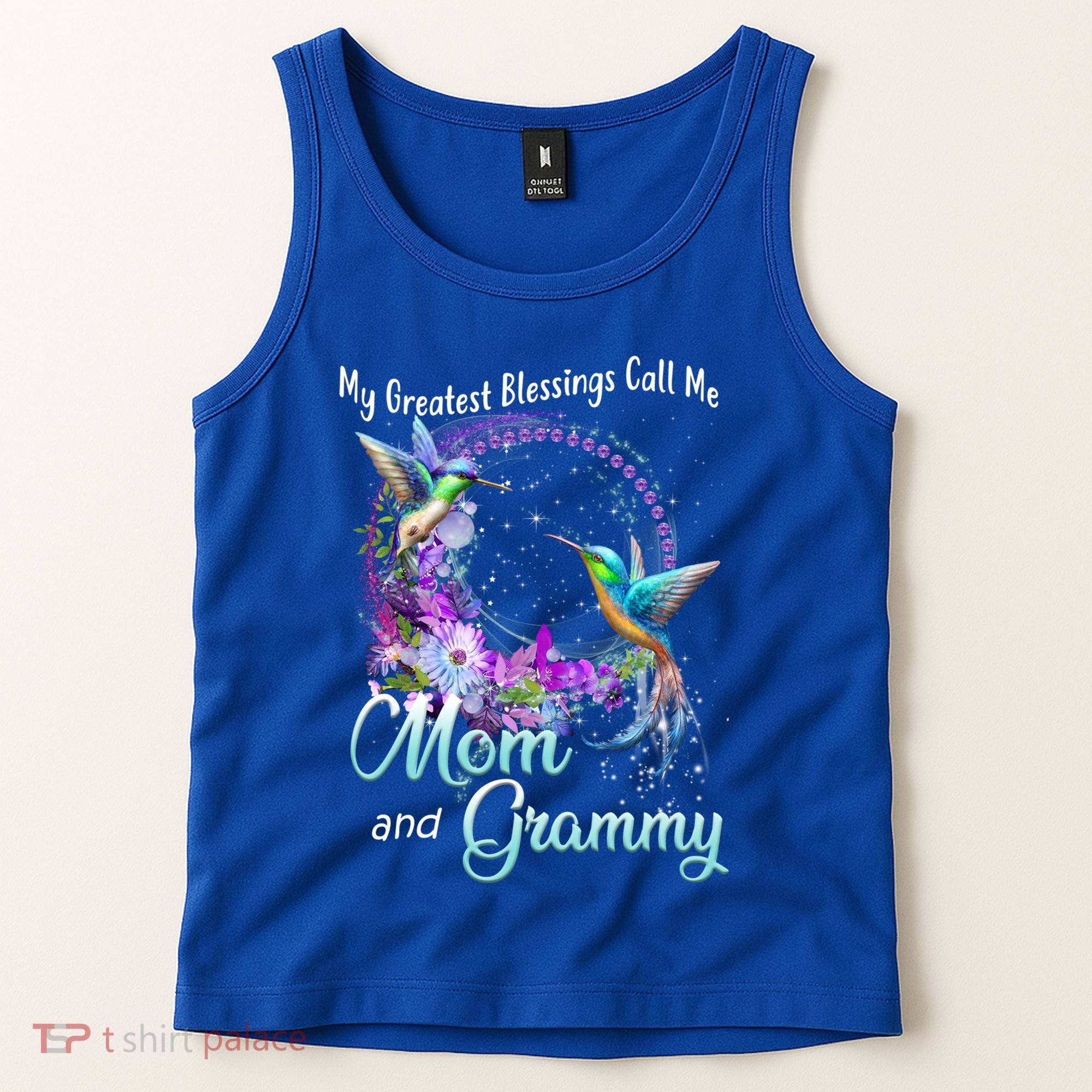 My Greatest Blessings Call Me Mom And Grammy Hummingbird Gift Tank Top