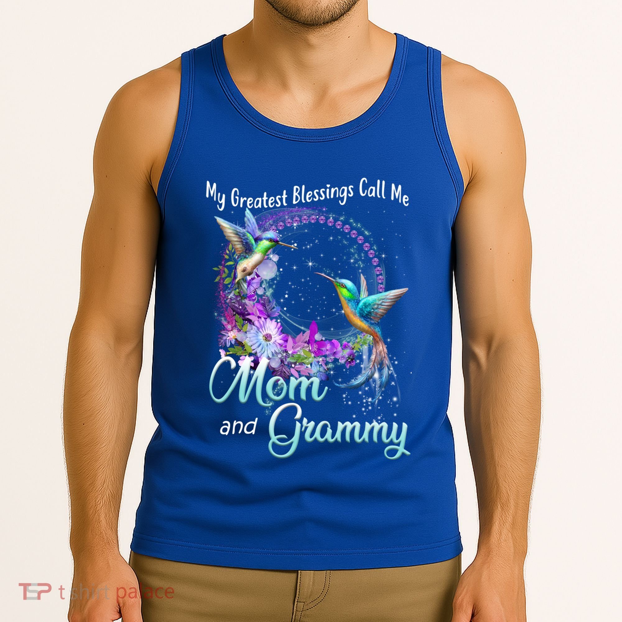 My Greatest Blessings Call Me Mom And Grammy Hummingbird Gift Tank Top
