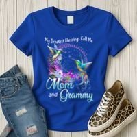 My Greatest Blessings Call Me Mom And Grammy Hummingbird Gift Women's T-Shirt thumb 3