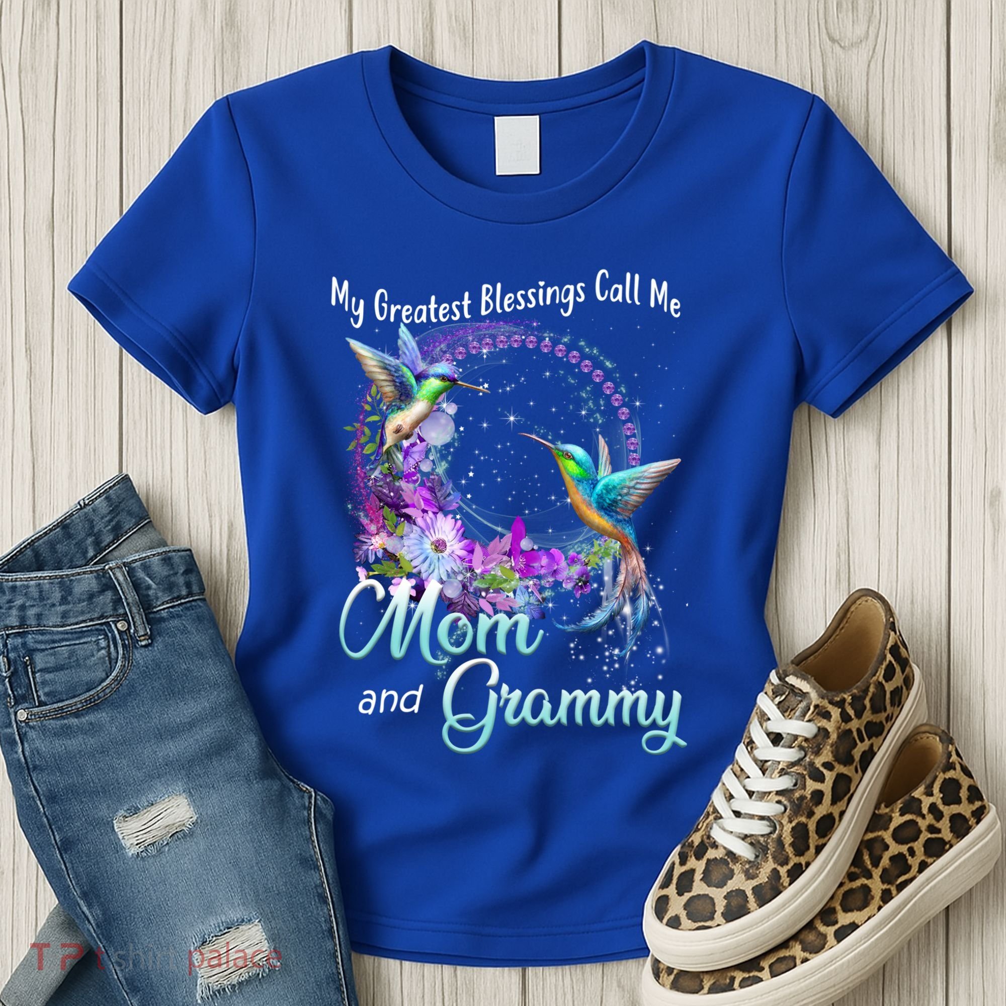 My Greatest Blessings Call Me Mom And Grammy Hummingbird Gift Women's T-Shirt