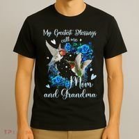 My Greatest Blessing Call Me Mom And Grandma Hummingbird T-Shirt thumb 3