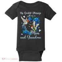My Greatest Blessing Call Me Mom And Grandma Hummingbird Baby Bodysuit thumb 0