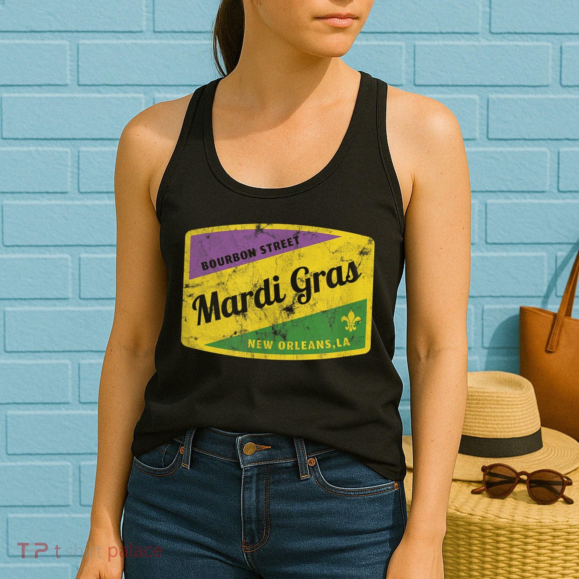 Mardi Gras Bourbon Street & New Orleans Retro Gift Women's Tank Top