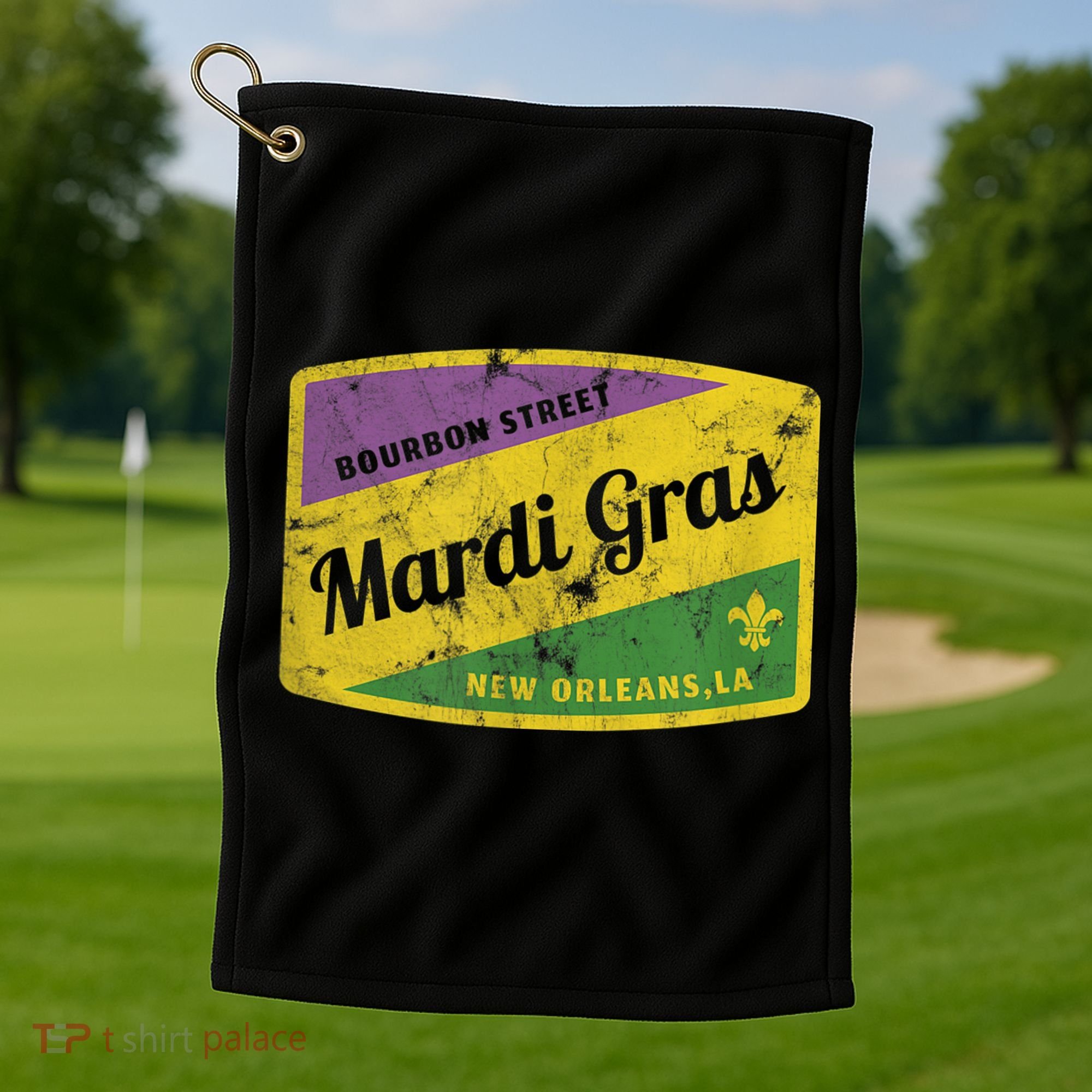 Mardi Gras Bourbon Street & New Orleans Retro Gift Golf Towel