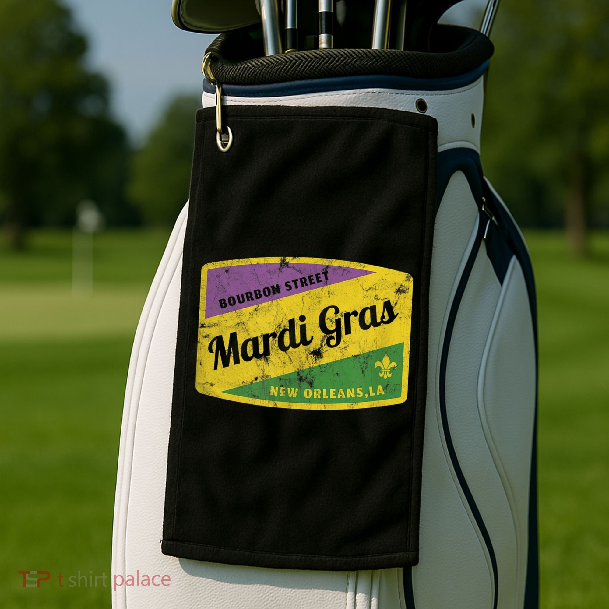 Mardi Gras Bourbon Street & New Orleans Retro Gift Golf Towel