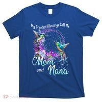 My Greatest Blessings Call Me Mom And Nana Hummingbird Gift T-Shirt thumb 0