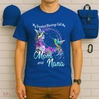 My Greatest Blessings Call Me Mom And Nana Hummingbird Gift T-Shirt thumb 6