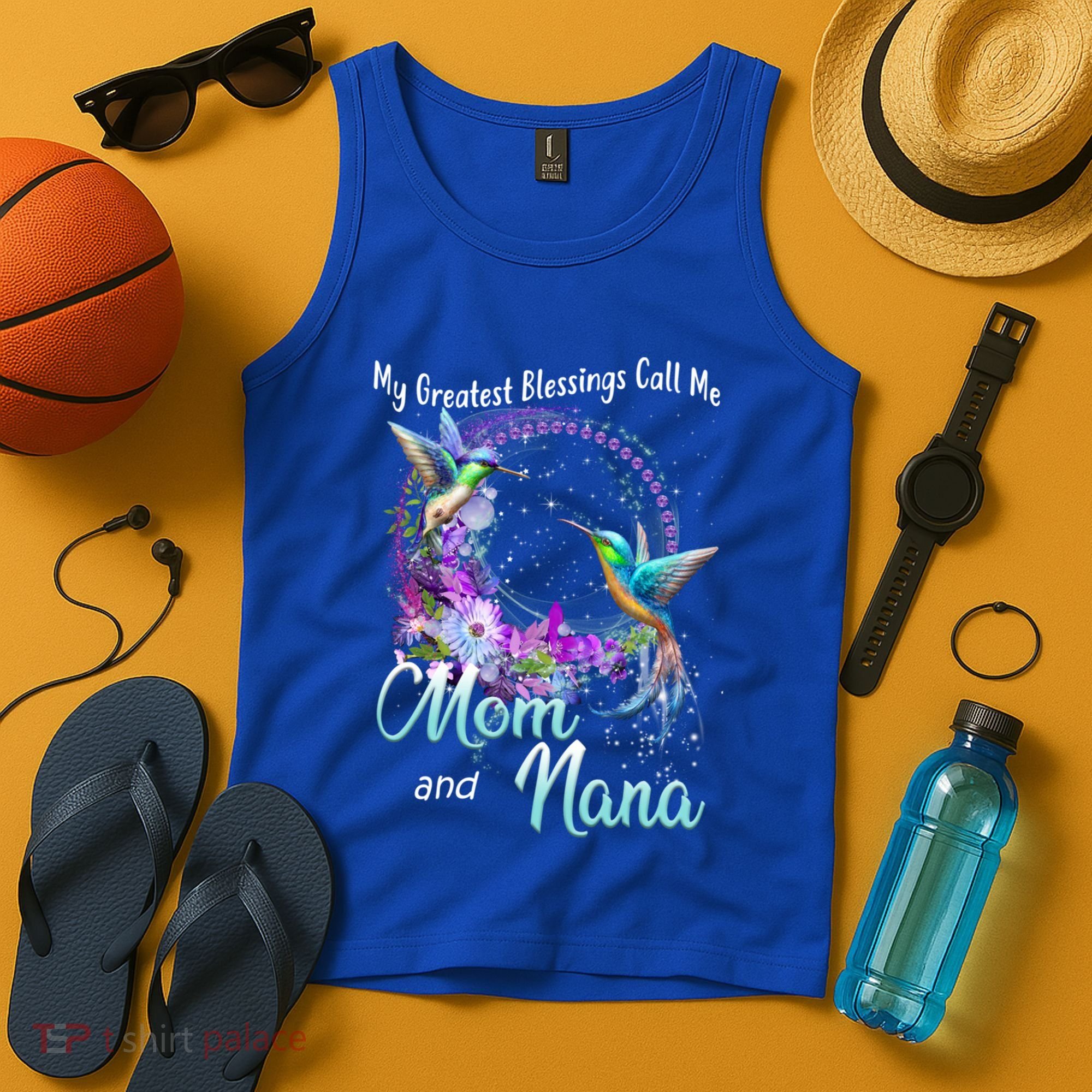 My Greatest Blessings Call Me Mom And Nana Hummingbird Gift Tank Top