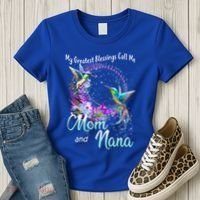 My Greatest Blessings Call Me Mom And Nana Hummingbird Gift Women's T-Shirt thumb 3