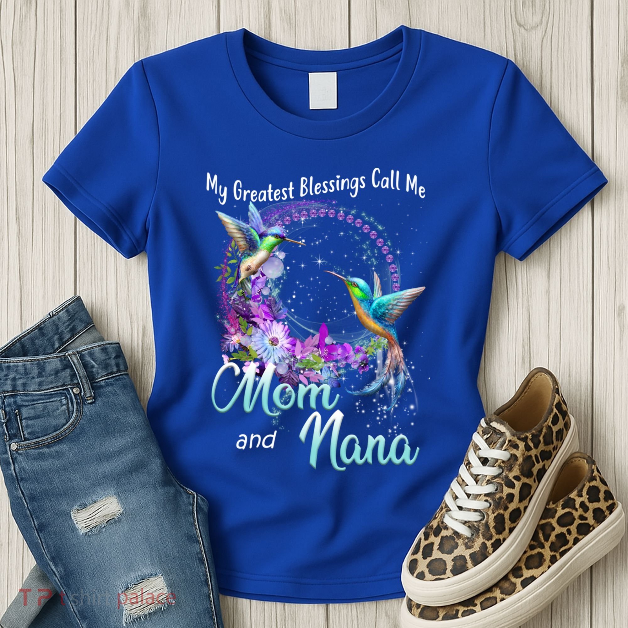 My Greatest Blessings Call Me Mom And Nana Hummingbird Gift Women's T-Shirt