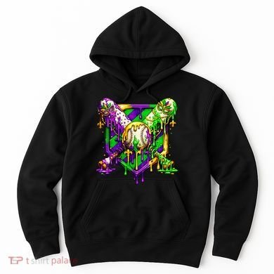 Mardi Gras Baseball Bat Ice Cream Drip Hoodie