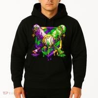 Mardi Gras Baseball Bat Ice Cream Drip Hoodie thumb 2