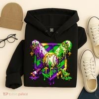 Mardi Gras Baseball Bat Ice Cream Drip Hoodie thumb 4