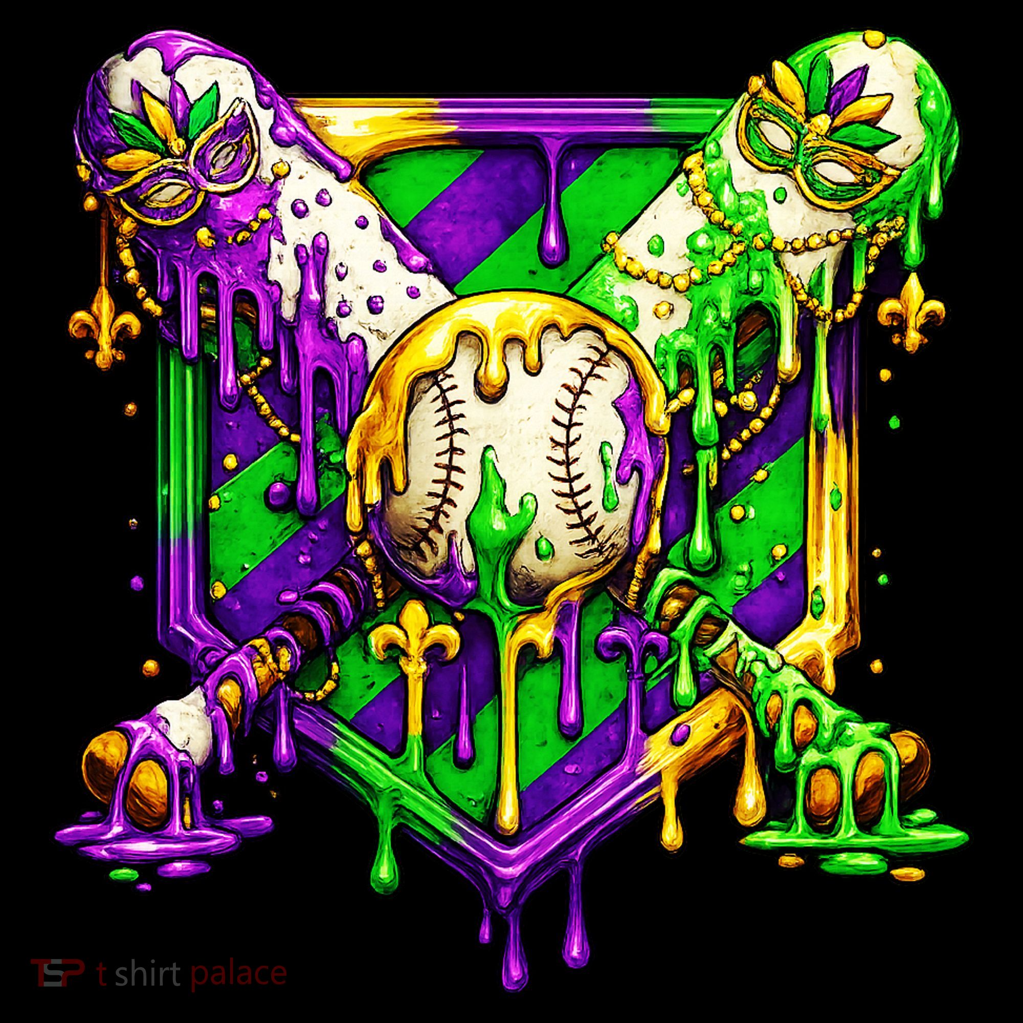 Mardi Gras Baseball Bat Ice Cream Drip Sweatshirt