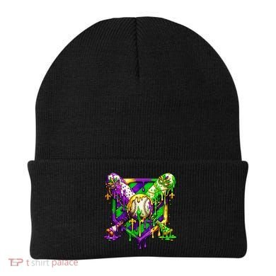 Mardi Gras Baseball Bat Ice Cream Drip Beanie