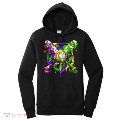 Mardi Gras Baseball Bat Ice Cream Drip Women's Hoodie