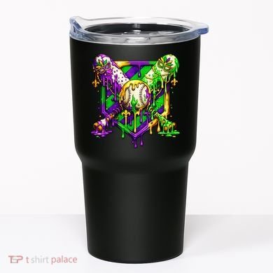 Mardi Gras Baseball Bat Ice Cream Drip Tumbler