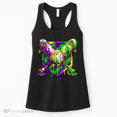 Mardi Gras Baseball Bat Ice Cream Drip Women's Tank Top