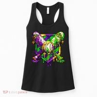 Mardi Gras Baseball Bat Ice Cream Drip Women's Tank Top thumb 0