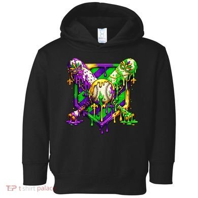 Mardi Gras Baseball Bat Ice Cream Drip Toddler Hoodie