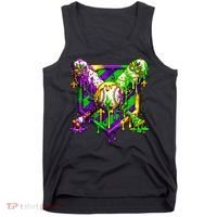 Mardi Gras Baseball Bat Ice Cream Drip Tank Top thumb 0
