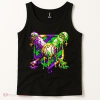 Mardi Gras Baseball Bat Ice Cream Drip Tank Top thumb 2