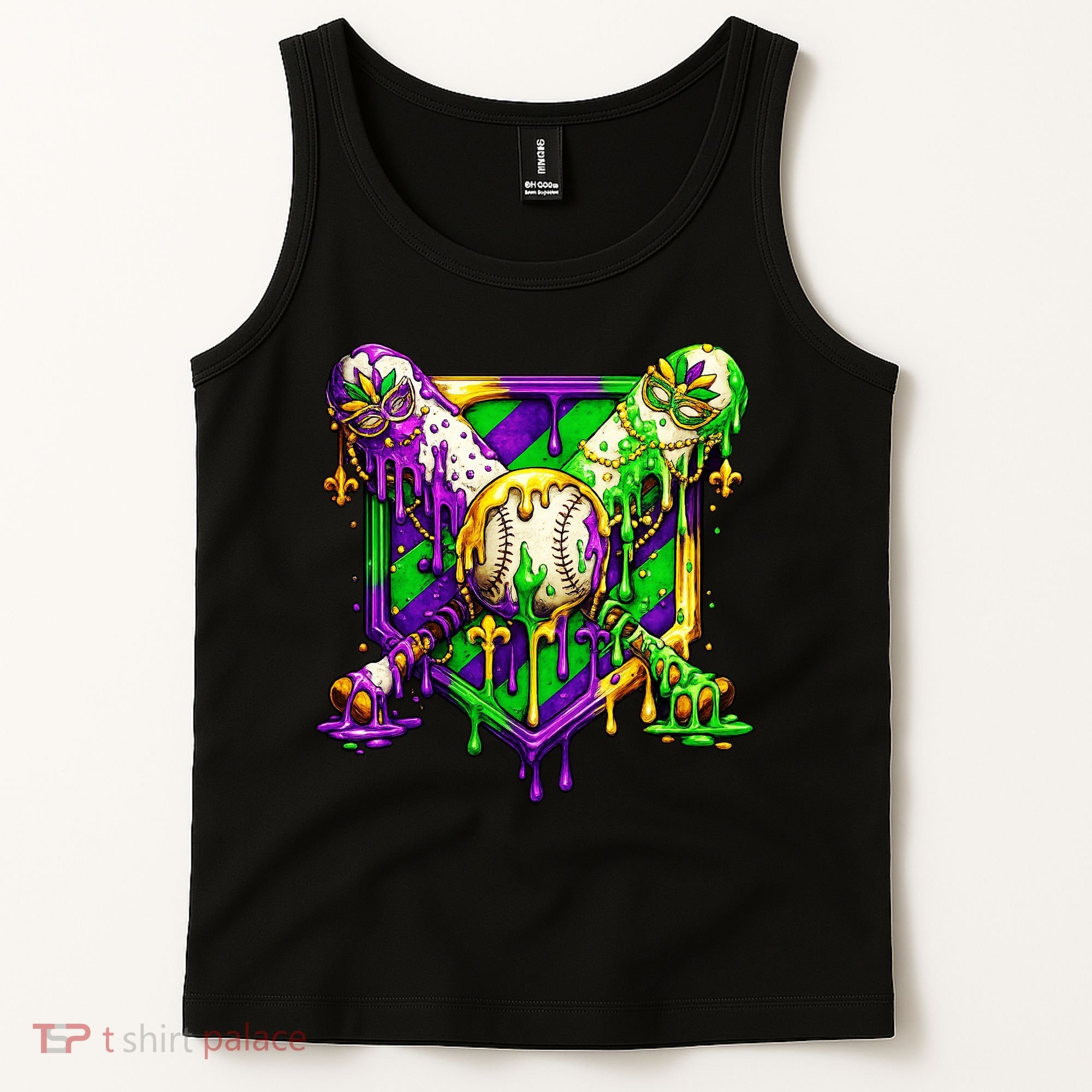 Mardi Gras Baseball Bat Ice Cream Drip Tank Top
