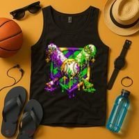 Mardi Gras Baseball Bat Ice Cream Drip Tank Top thumb 4
