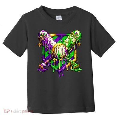 Mardi Gras Baseball Bat Ice Cream Drip Toddler T-Shirt