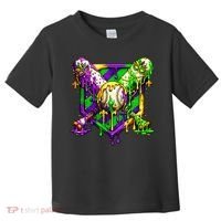 Mardi Gras Baseball Bat Ice Cream Drip Toddler T-Shirt thumb 0