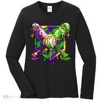 Mardi Gras Baseball Bat Ice Cream Drip Women's Long Sleeve Shirt thumb 0