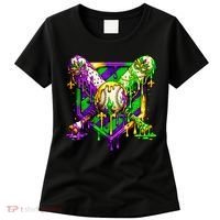 Mardi Gras Baseball Bat Ice Cream Drip Women's T-Shirt thumb 0