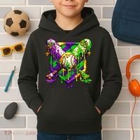 Mardi Gras Baseball Bat Ice Cream Drip Kids Hoodie thumb 2