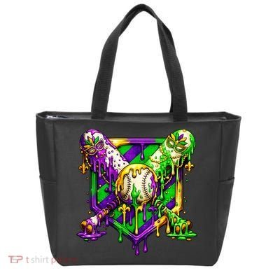 Mardi Gras Baseball Bat Ice Cream Drip Tote Bag