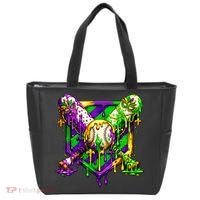 Mardi Gras Baseball Bat Ice Cream Drip Tote Bag thumb 0