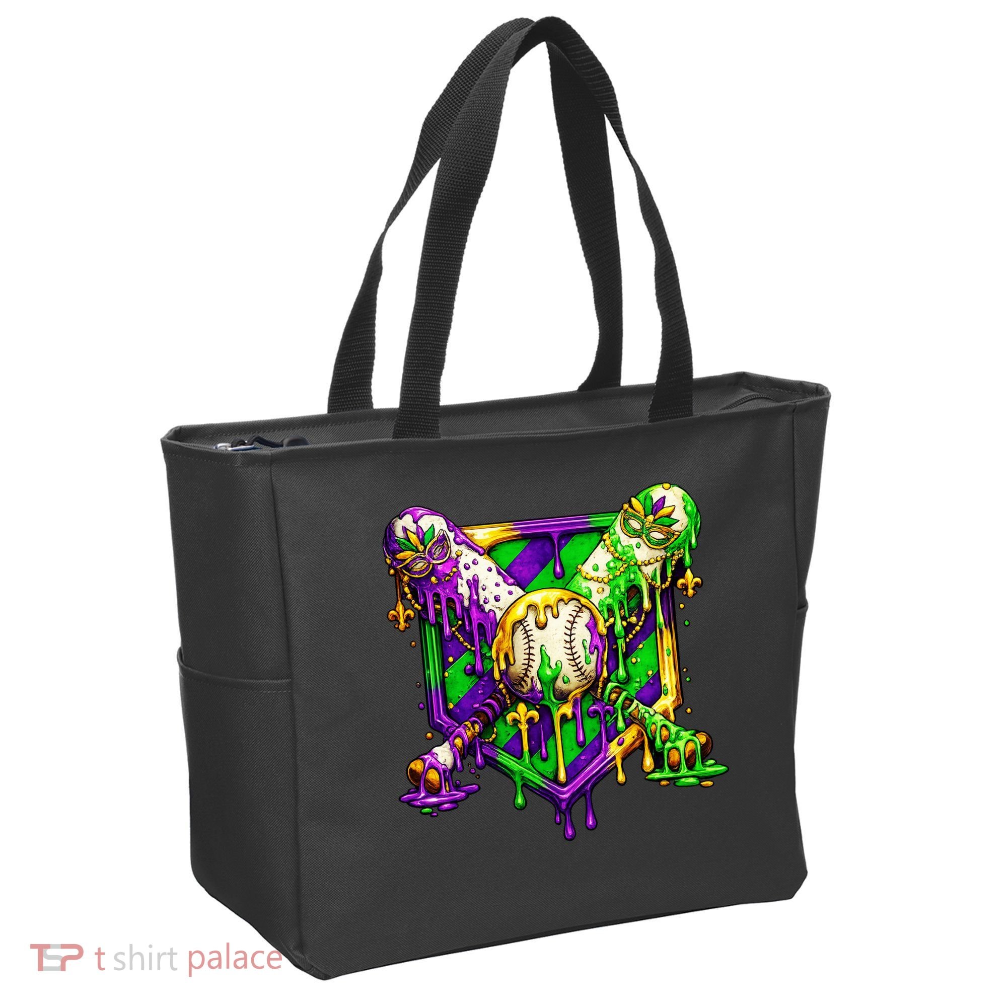 Mardi Gras Baseball Bat Ice Cream Drip Tote Bag