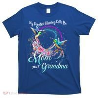 My Greatest Blessing Calls Me Mom And Grandma Hummingbirds Gift T-Shirt thumb 0