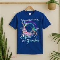 My Greatest Blessing Calls Me Mom And Grandma Hummingbirds Gift T-Shirt thumb 2